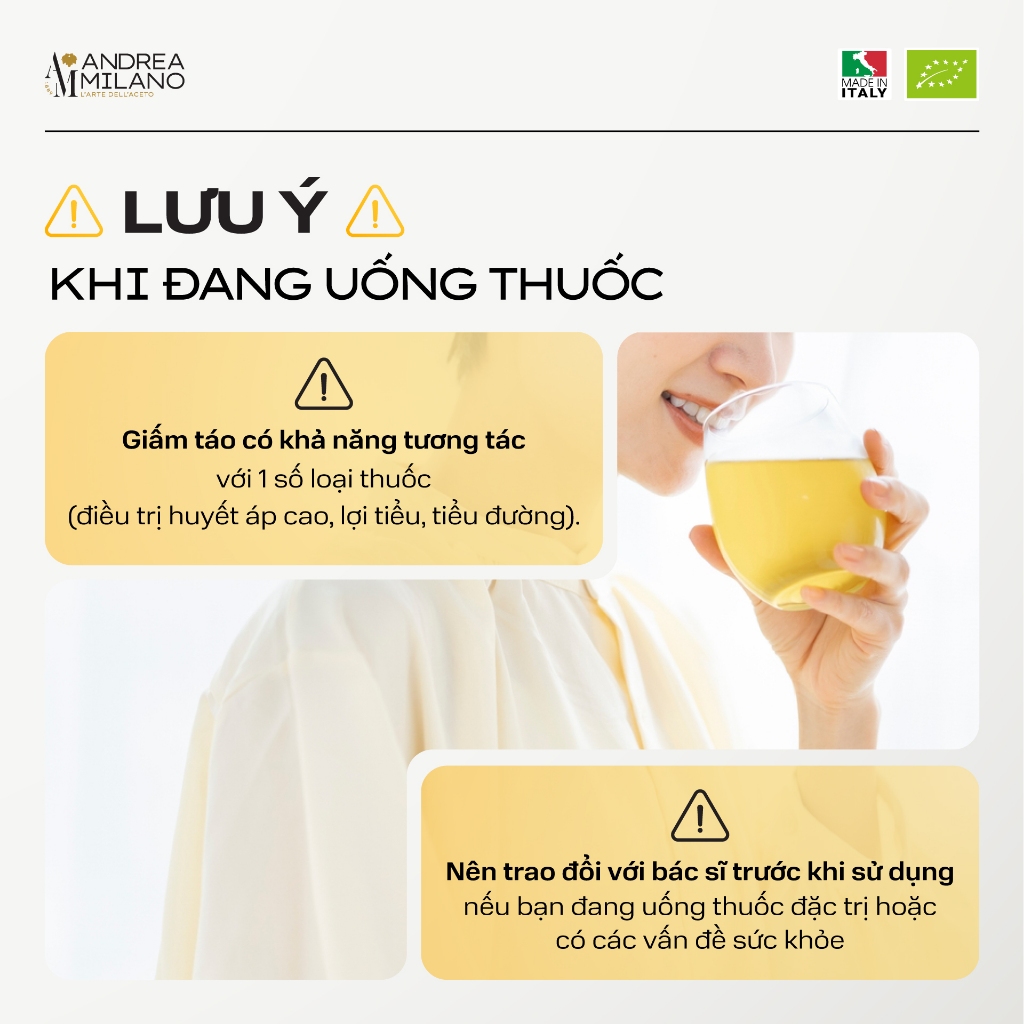 Giấm Táo Detox Hữu Cơ Có Giấm Cái Milan ANDREA MILANO Organic Apple Cider Vinegar With The Mother