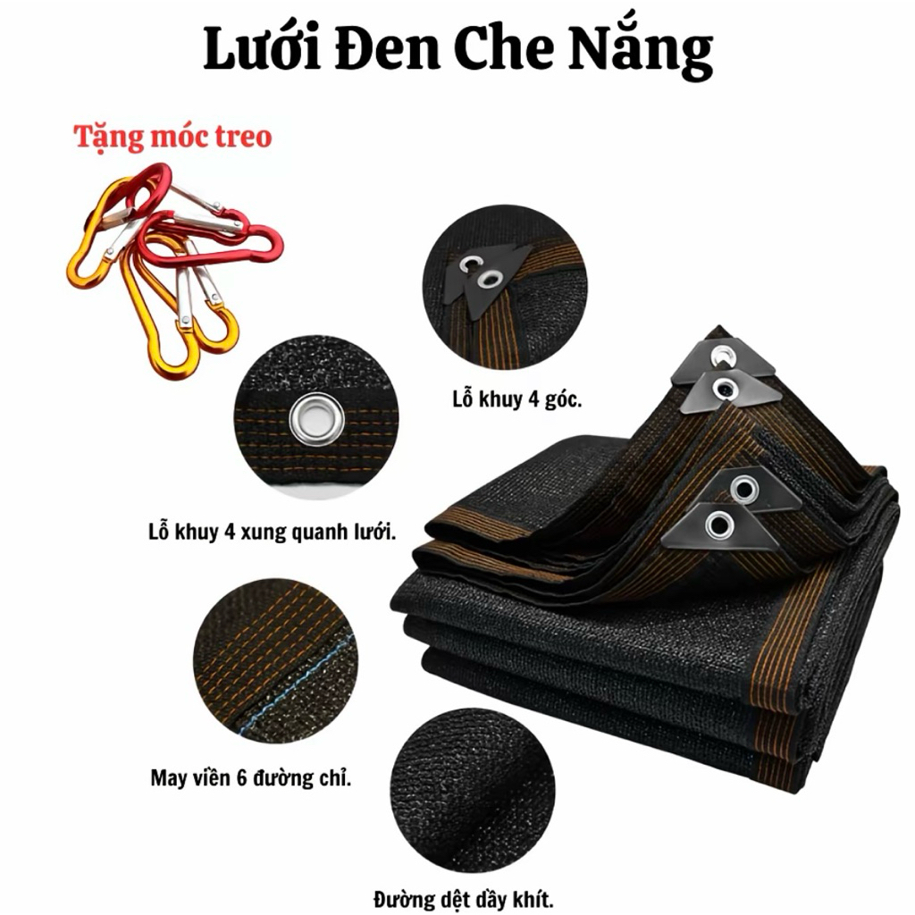 [Tặng Kèm móc 5-10Cái ] Lưới Che Nắng Ngoài Trời Mái Che Nắng Rất Lớn Rèm Ban Công Siêu Bền Lưới Trang Trại Sân Vườn....