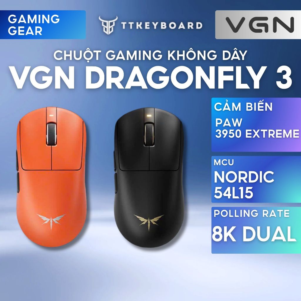 Hỏa Tốc] Chuột Gaming Không Dây VGN Dragonfly 3, Siêu Nhẹ, PAW3950