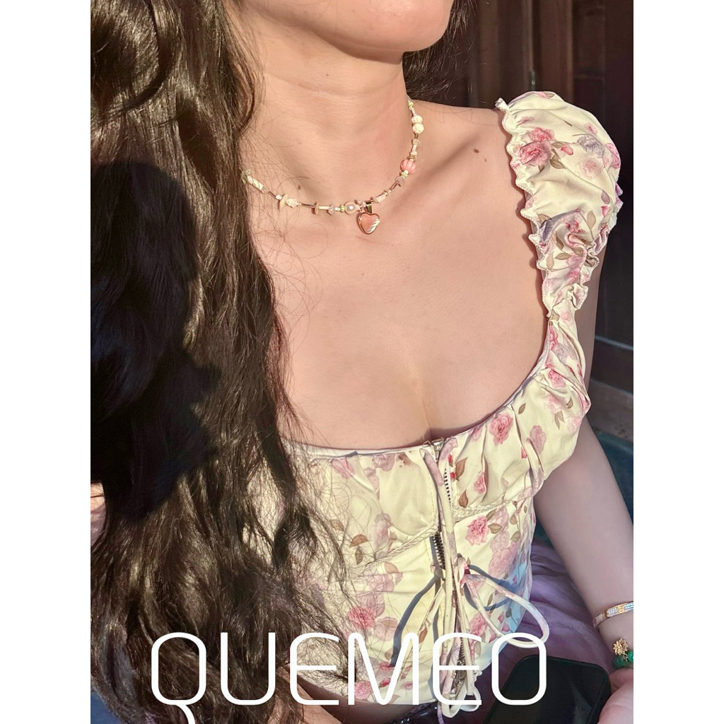 Dây Chuyền Hạt Mix Charm Mạ Vàng Xà Cừ Ngũ Sắc HI LOVE QUEMEO dây chuyền mùa hè