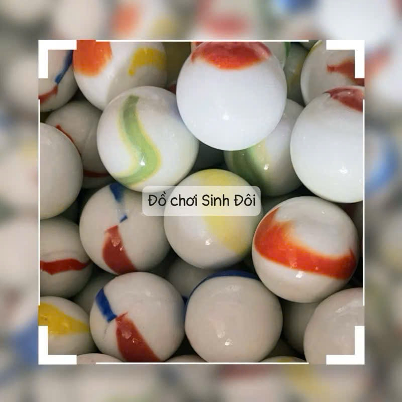 bi thủy tinh lớn 25mm màu trắng sữa có khía  – Bi ve tuổi thơ, dùng trang trí rất xinh