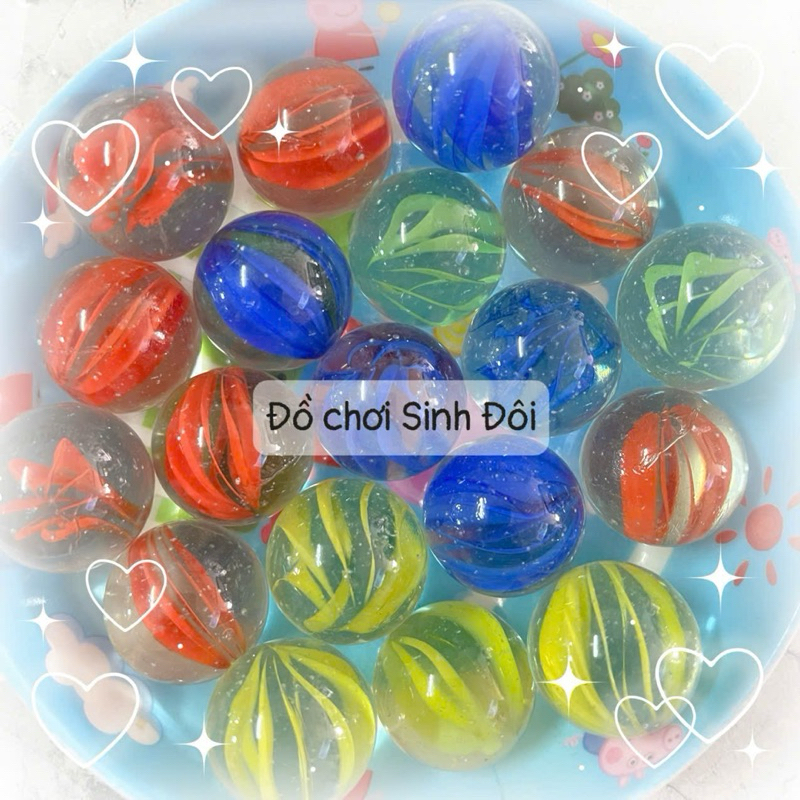 bi thủy tinh lớn 25mm 8 khía – Bi ve tuổi thơ, dùng trang trí rất xinh
