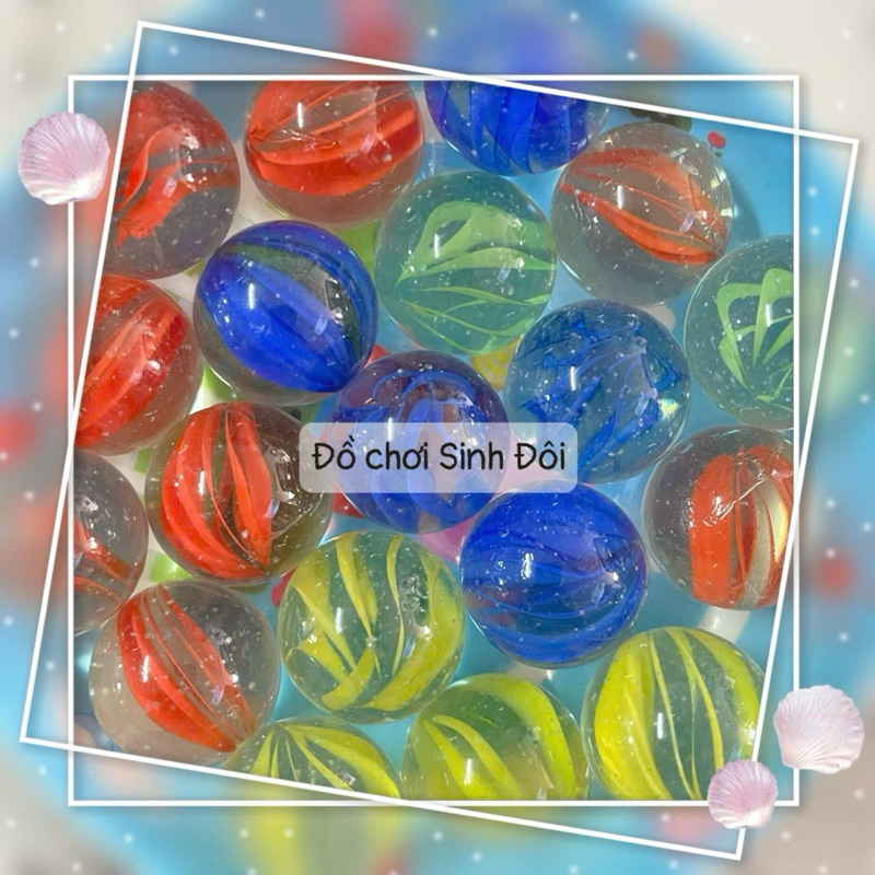 bi thủy tinh lớn 25mm 8 khía – Bi ve tuổi thơ, dùng trang trí rất xinh