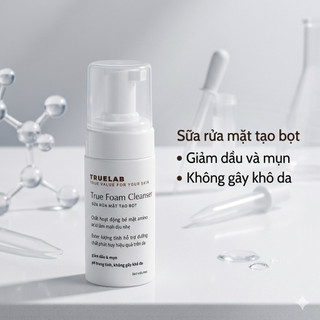 [100ml] Sữa Rửa Mặt Tạo Bọt TrueLab True Foam Cleanser Amino Acid BHA Ngừa Mụn Sạch Sâu Tăng Cường Hiệu Quả Dưỡng Da