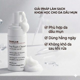[100ml] Sữa Rửa Mặt Tạo Bọt TrueLab True Foam Cleanser Amino Acid BHA Ngừa Mụn Sạch Sâu Tăng Cường Hiệu Quả Dưỡng Da