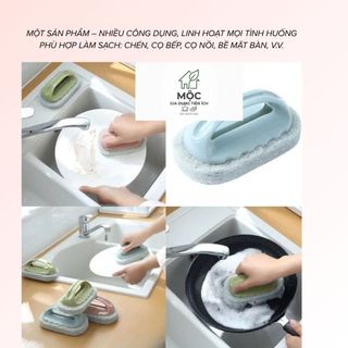 Bàn Chải Cọ Rửa Bọt Biển Có Tay Cầm – Cọ Nồi, Chà Bếp, Vệ Sinh Nhà Tắm Đa Năng Tiện Lợi,Vệ Sinh Nhà Cửa Hiệu Quả