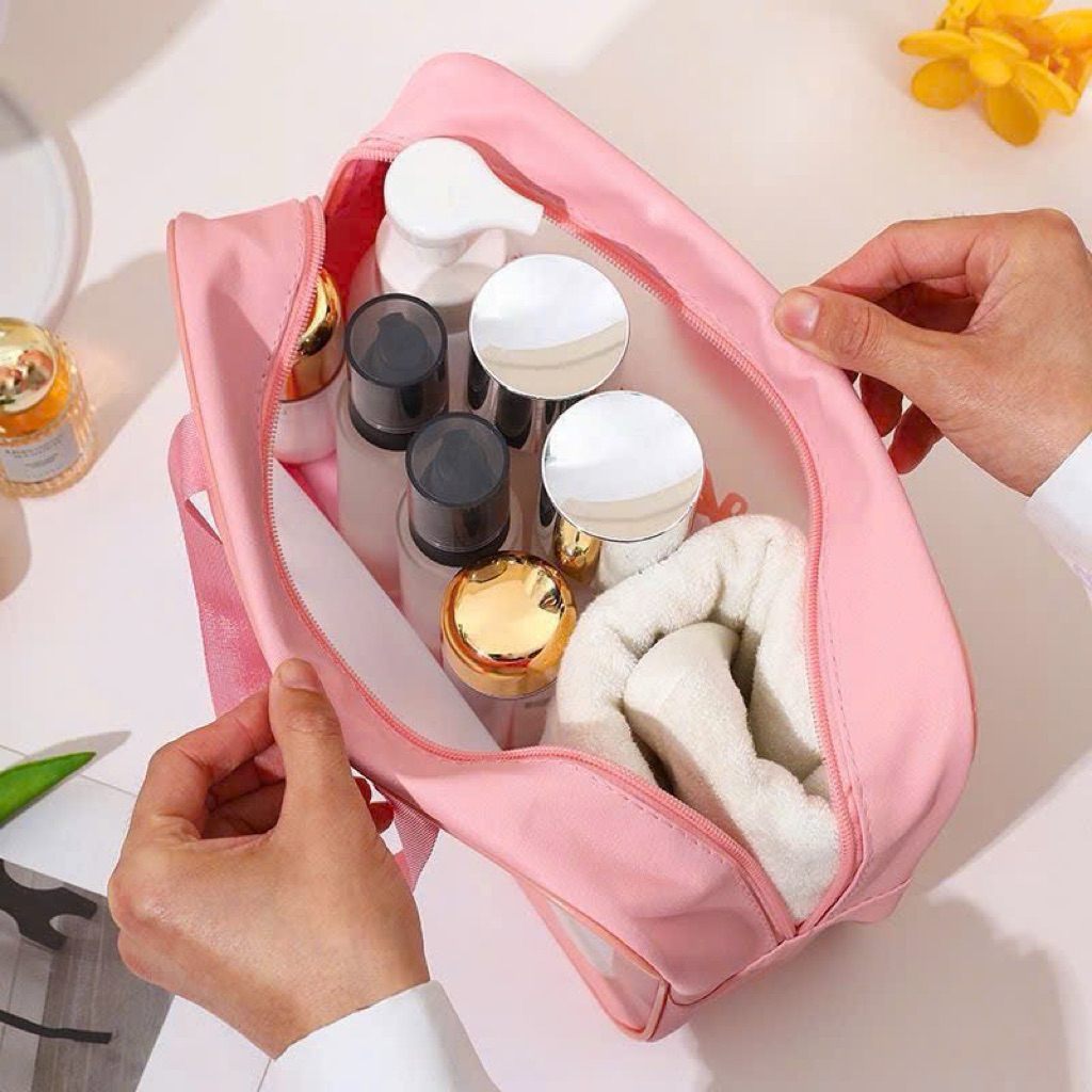 🌸 SET 3 TÚI ĐỰNG MỸ PHẨM TRONG SUỐT LUCKY CAT - CHỐNG THẤM NƯỚC CAO CẤP 🌸