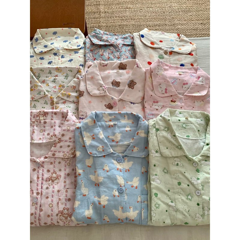 𝙡𝙪𝙡𝙡𝙖𝙗𝙞𝙣.𝙨𝙡𝙚𝙚𝙥𝙬𝙚𝙖𝙧 | Bộ đồ ngủ cộc mùa hè chất xô cotton gạc 2 lớp thoáng mát hoạ tiết dễ thương năng động ⋆.˚ 𓇼