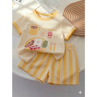 Set Bé Cộc Cotton 4 Chiều Brunch Kẻ Sọc Dễ Thương size 9-25kg