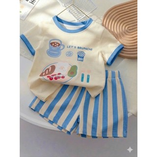 Set Bé Cộc Cotton 4 Chiều Brunch Kẻ Sọc Dễ Thương size 9-25kg