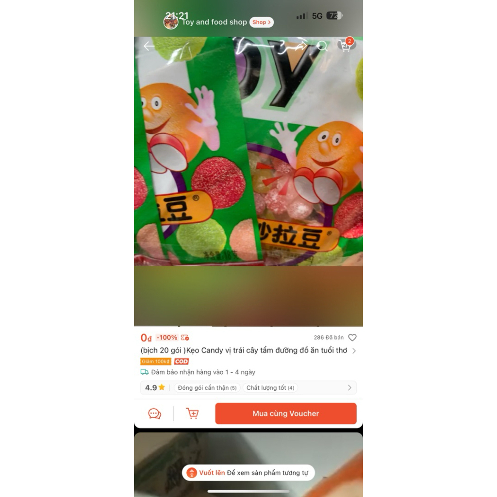 (bịch 20 gói) Kẹo Candy vị trái cây tẩm đường đồ ăn tuổi thơ