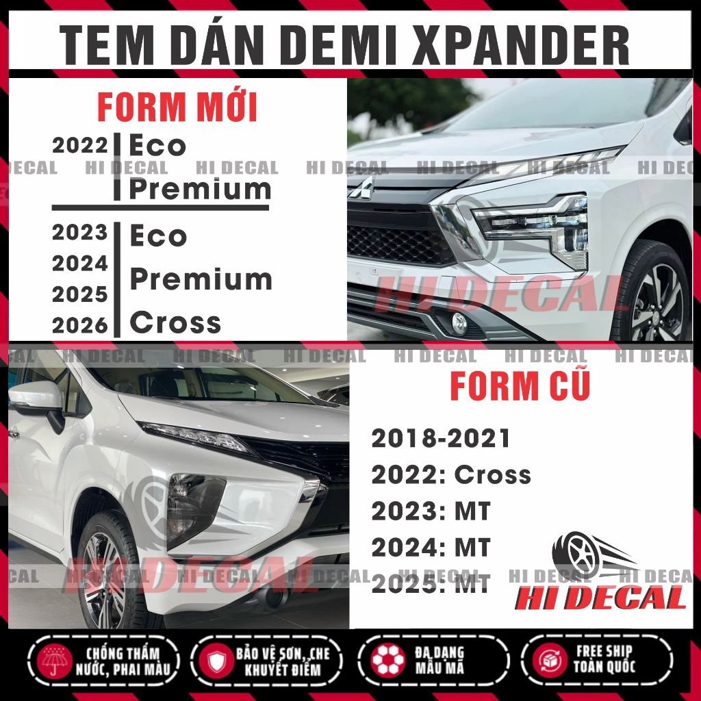 Tem dán đèn Xpander 2019 2020 2021 2022 2023 2024  (1 cặp) | Tem trang trí cao cấp chống thấm nước, chống phai
