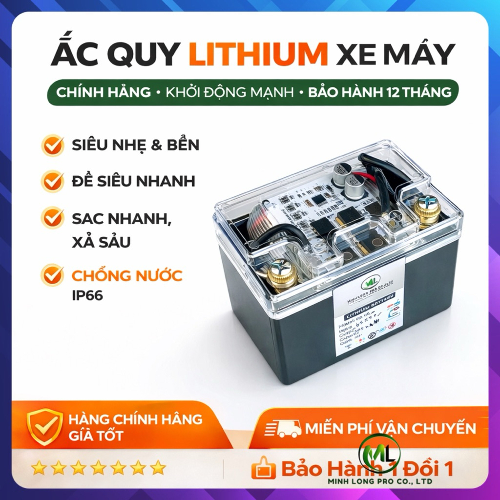 Bình Pin Đề Xe Máy 12V 6Ah LiFePO4 Thay Ắc Quy – Khỏe, Bền, Nhẹ – Pin ...