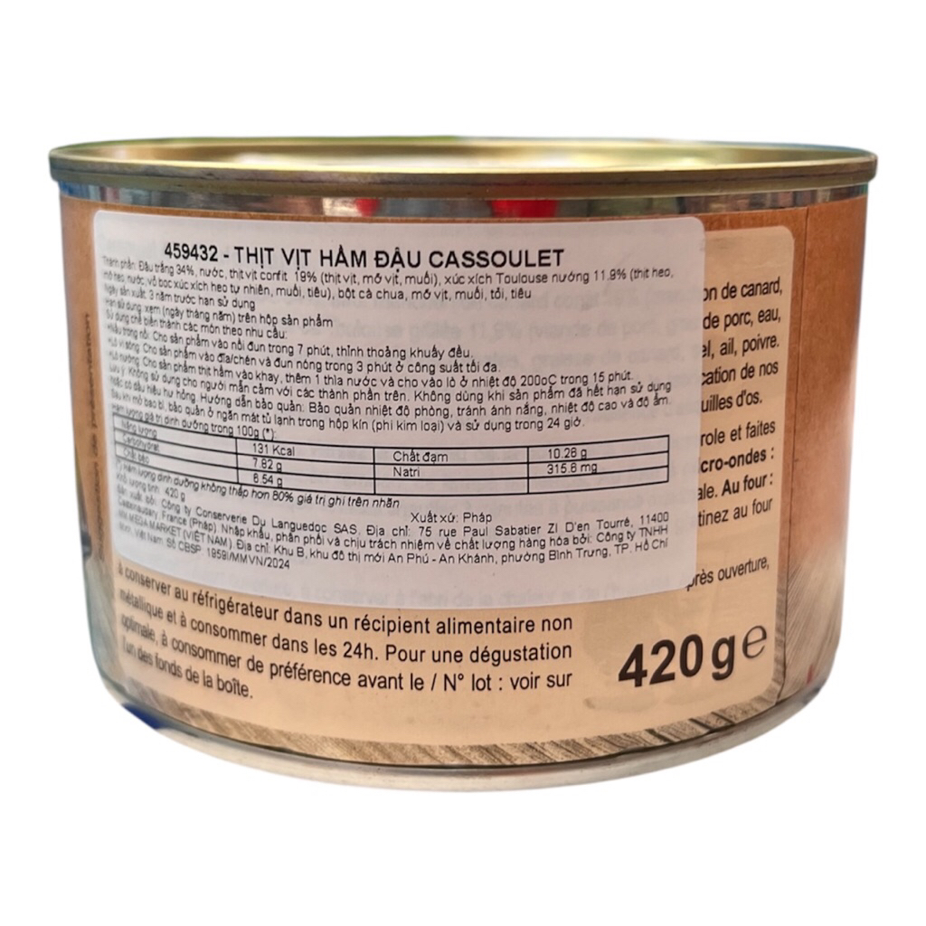 THỊT VỊT HẦM ĐẬU CASSOULET 420G - PHÁP