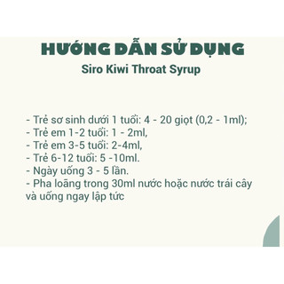 Siro ho khan, đau rát, viêm họng, cảm cúm Kiwiherb Children's Organic Throat Syrup cho bé từ 0 tháng -12 tuổi (100ml)