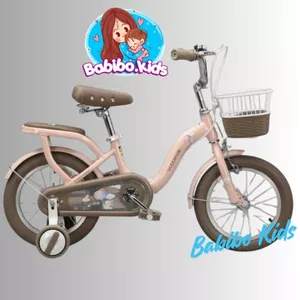 Xe đạp trẻ em, xe đạp Bé Gái BabiboKids Có Giỏ Mây Yên Da đủ 3 màu Xanh Hồng Kem Size 12-20