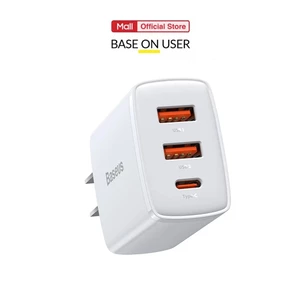 Củ sạc nhanh PD30W Baseus Compact Quick Charger 2 cổng USB/1 cổng Type-C, chân dẹt