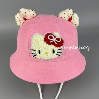 [ 6 tháng - 18 tháng ] Nón tai bèo HELLO KITTY cho bé Gái - Mũ vành thêu hello KITTY đi học đi chơi trẻ em pigshop