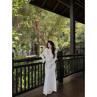 Váy Maxi Body Cổ Bèo Tay Loe KAB [Sẵn Ship]