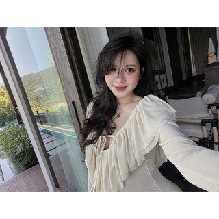 Váy Maxi Body Cổ Bèo Tay Loe KAB [Sẵn Ship]
