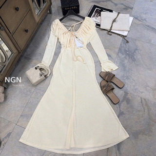 Váy Maxi Body Cổ Bèo Tay Loe KAB [Sẵn Ship]