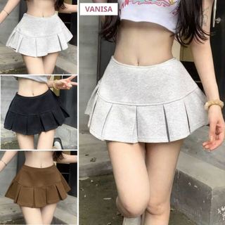 Chân váy nỉ hai da xếp ly dáng ngắn xinh xắn 3 màu cơ bản xám đen nâu dễ phối đồ VANISA CT480