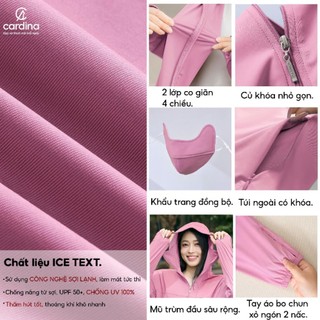 (Có sẵn)6NHF01 Áo Chống Nắng Nữ Cardina Sợi Lạnh UPF50+ – Áo Khoác Chống UV 2 Lớp, Mát Da, Form Trẻ Trung