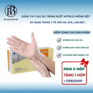 Găng tay cao su trong suốt không bột không mùi siêu dai chống thấm dành trong chế biến thức ăn spa gội đầu hàng loại 1