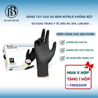 Găng tay cao su đen 100 chiếc không bột, bao tay cao su y tế siêu dai, không mùi cao su, không gây kích ứng da tay