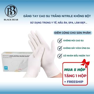 Găng tay cao su trắng không bột đa năng siêu dai Hộp 100 chiếc bao tay y tế hàng loại 1 không bột không kích ứng da tay