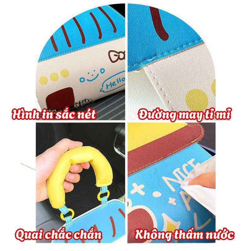 Túi Treo Khăn Giấy Da PU Chống Nước – Hộp Đựng Giấy Treo Tường Đa Năng Cho Mọi Loại Giấy