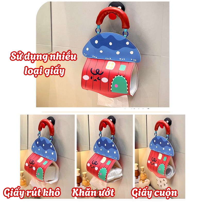 Túi Treo Khăn Giấy Da PU Chống Nước – Hộp Đựng Giấy Treo Tường Đa Năng Cho Mọi Loại Giấy