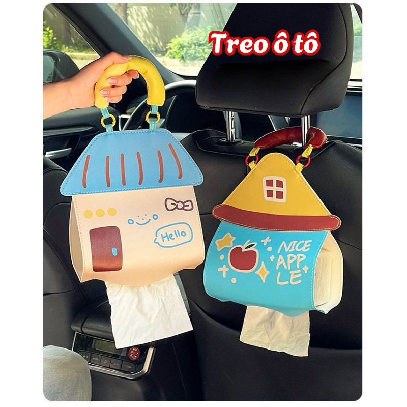 Túi Treo Khăn Giấy Da PU Chống Nước – Hộp Đựng Giấy Treo Tường Đa Năng Cho Mọi Loại Giấy