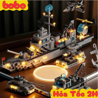 [1560 CHI TIẾT-70CM] Bộ đồ chơi lắp ráp 8 Mô Hình TÀU CHIẾN HẠM, CHIẾN THUYỀN PHÁT TRIỂN CHO BÉ Bobotoys
