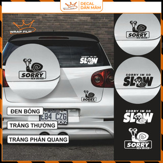 Tem Decal Ô Tô “SORRY I’M SO SLOW, SORRY NEW DRIVER” – Hình Ốc Sên Dễ Thương (T.01)