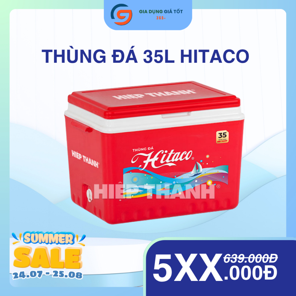Thùng đựng đá nhựa 35L Hitaco có vòi xả - thùng đá giữ nhiệt cho quán cafe, quán nước, quán ăn nhỏ