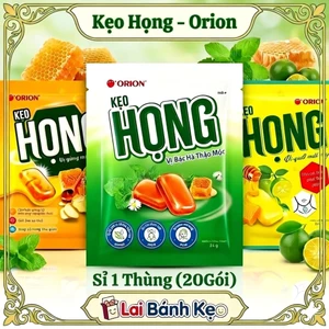 Sỉ 1Thùng (20 Gói)Kẹo Họng ORION, Vị Quất, Gừng & Bạc Hà (Thùng 20 gói × 84g)