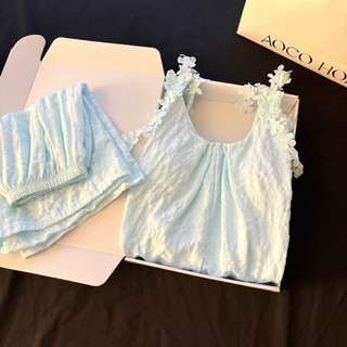 Set Đồ Ngủ Nữ Hai Dây Joie Trendy Tiểu Thư Áo Babydoll Kèm Lót Ngực Quần Short Đính Hoa Ren Xinh Xắn Thoáng Mát