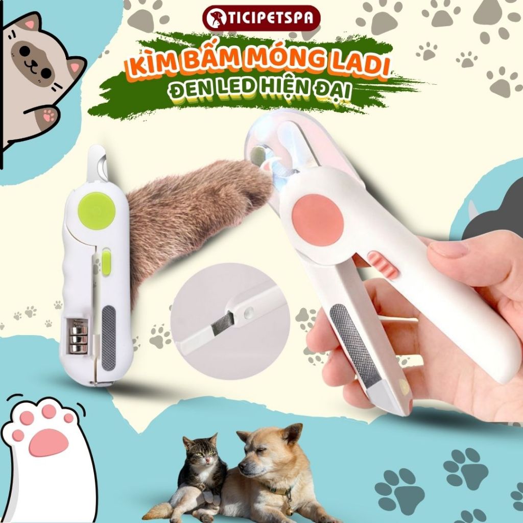 Kìm Cắt Móng Cho Chó Mèo Có Đèn Led Giúp Tránh Cắt Quá Sâu Làm Tổn Thương Móng - Ticipetspa
