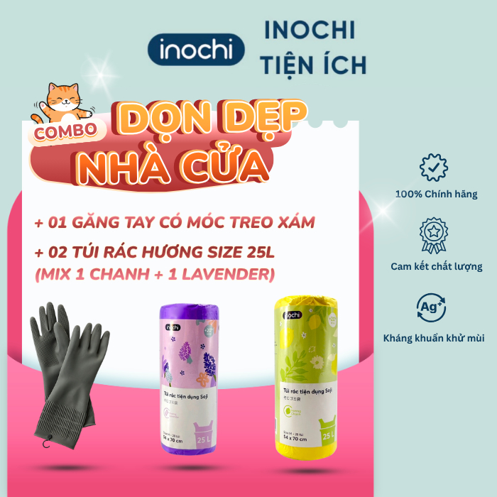 [TIỆN ÍCH] Combo dọn dẹp tiện ích găng tay Lock và túi rác hương Inochi
