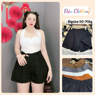 Quần đùi nữ bigsize lưng chun ống rộng lên line chuẩn form vải Fos dành cho Chubby Q28