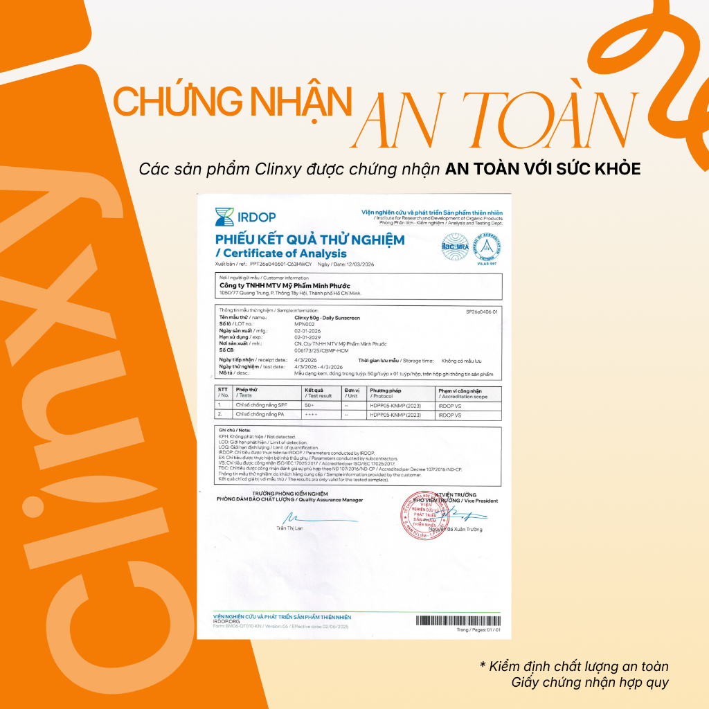 Kem Chống Nắng Clinxy Bảo Vệ Làn Da Vượt Trội, An Toàn Cho Da - Daily Sunscreen (50g)