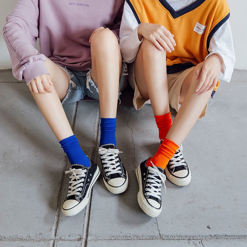 Tất vớ nam nữ cổ cao basic Hàn Quốc đủ màu, chất liệu cotton co dãn, thấm hút mồ hôi - Ekiu Shop
