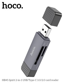 Đầu đọc thẻ nhớ 2in1 Hoco HB45 đầu USB 2.0 & TypeC - hỗ trợ khe microSD/SD (Xanh Lá)