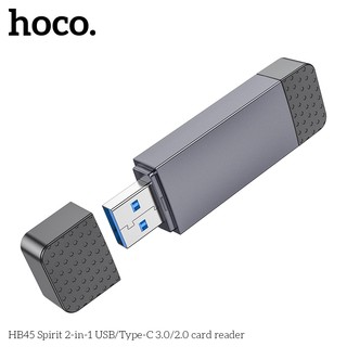 Đầu đọc thẻ nhớ 2in1 Hoco HB45 đầu USB 2.0 & TypeC - hỗ trợ khe microSD/SD (Xanh Lá)