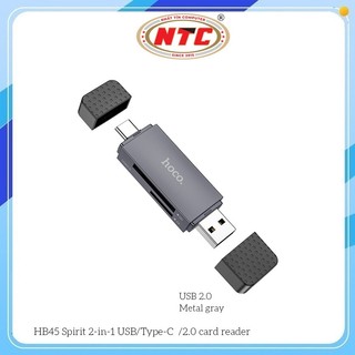 Đầu đọc thẻ nhớ 2in1 Hoco HB45 đầu USB 2.0 & TypeC - hỗ trợ khe microSD/SD (Xanh Lá)