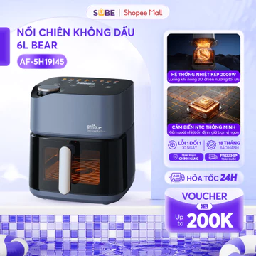 Nồi Chiên Không Dầu BEAR 6L, Nồi Chiên Hơi Nước Lò Chiên Không Dầu Chiên Nướng Hấp Đa Năng Không Dầu Mỡ 2000W AF-5H19I45