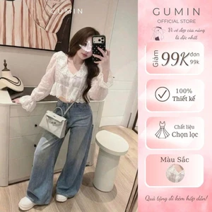 Áo ren bèo dáng ngắn GUMIN thiết kế áo viền ren tiểu thư dáng ngắn sang chảnh, áo ren nữ sang trọng cao cấp