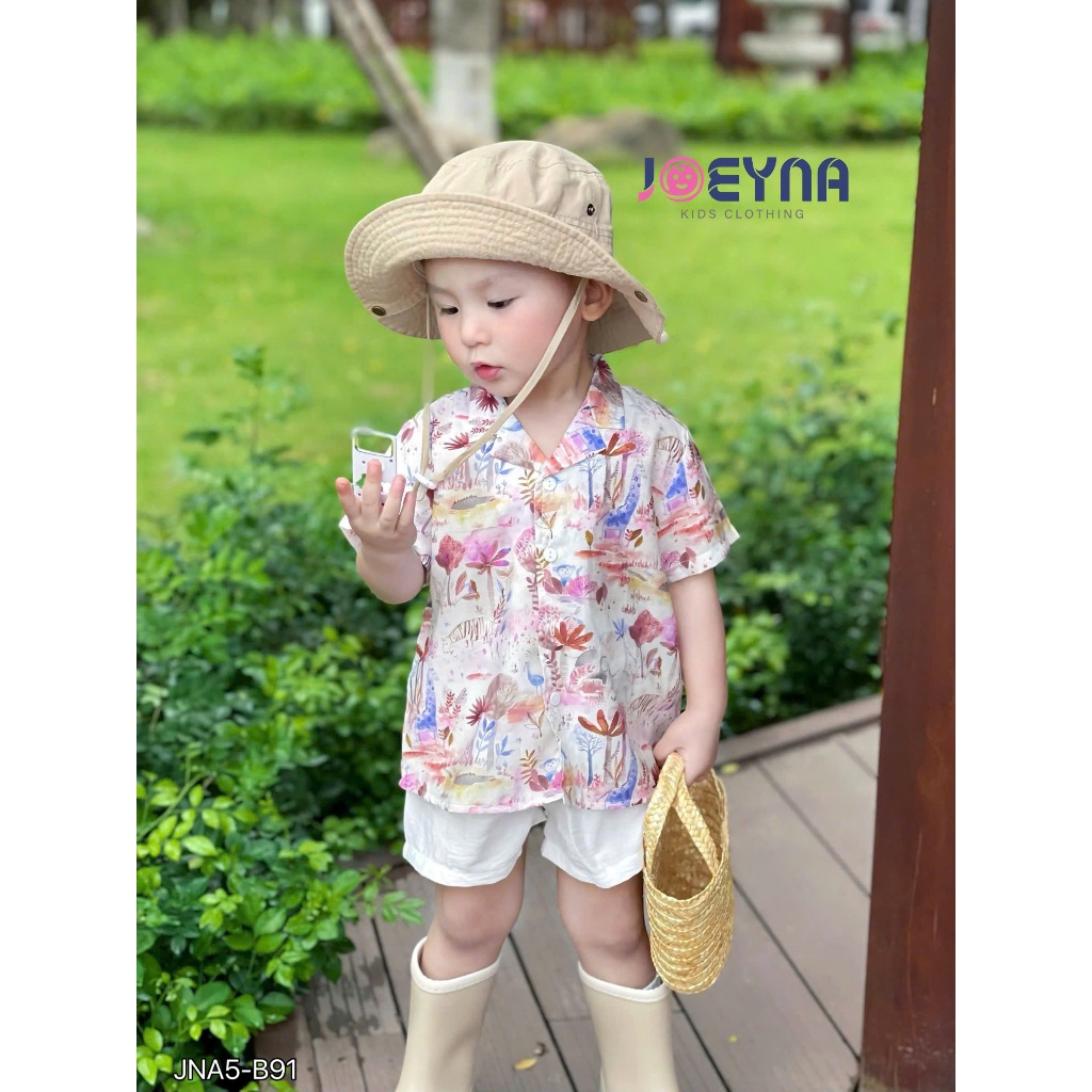 Bộ đi biển Joeyna B91 họa tiết lá và động vật cho bé