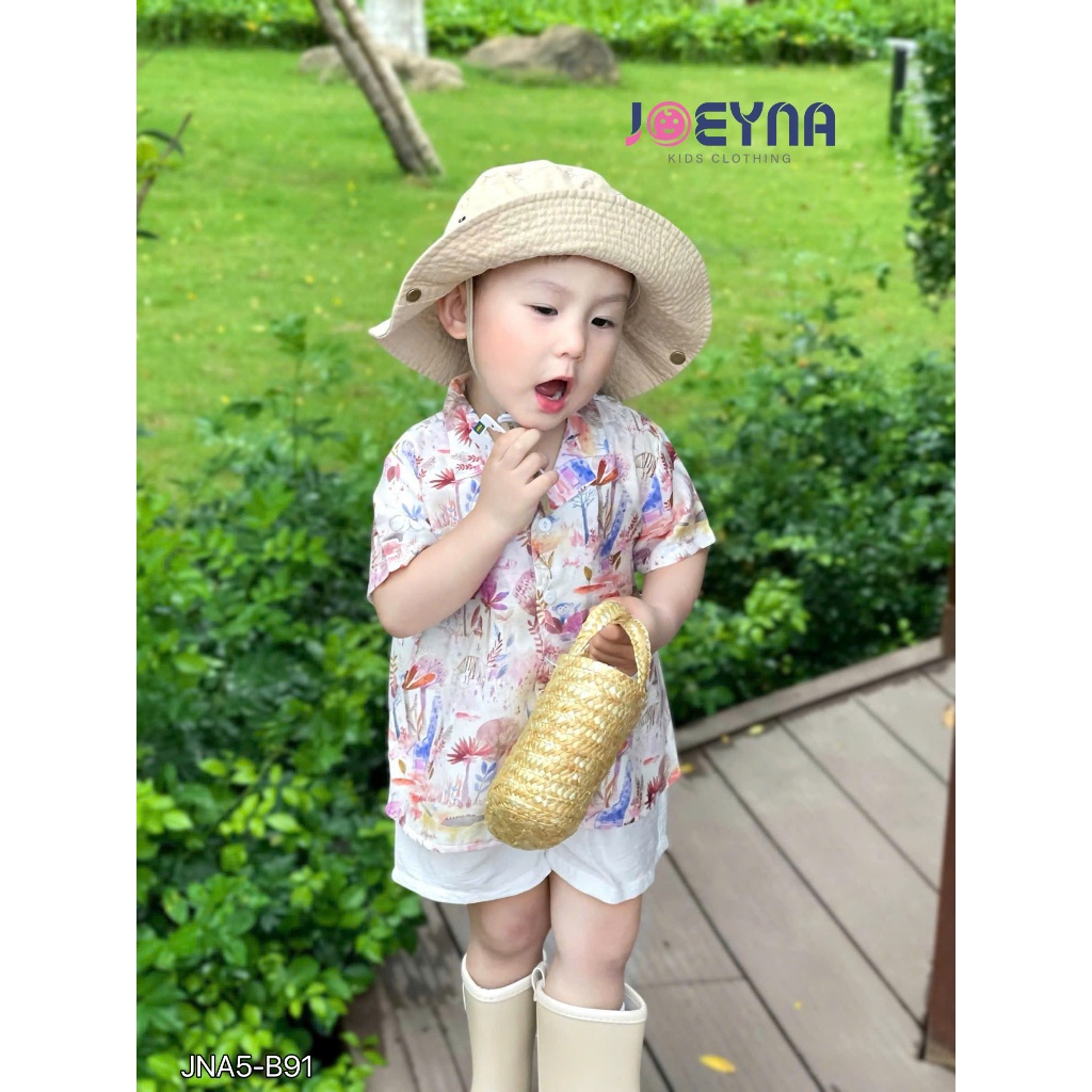 Bộ đi biển Joeyna B91 họa tiết lá và động vật cho bé